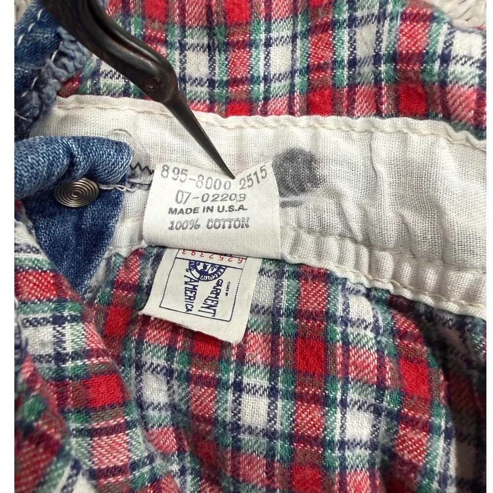 Vintage OshKosh Bgosh Plaid Lined Overalls 6/9M Denim Vestbak USA Made 80s 90s
